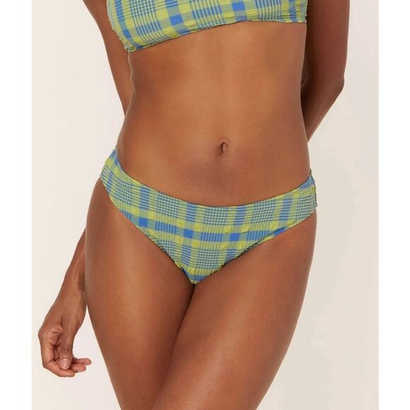 Andie The Bikini Bottom in Plaid Avocado - Picture 1 of 5